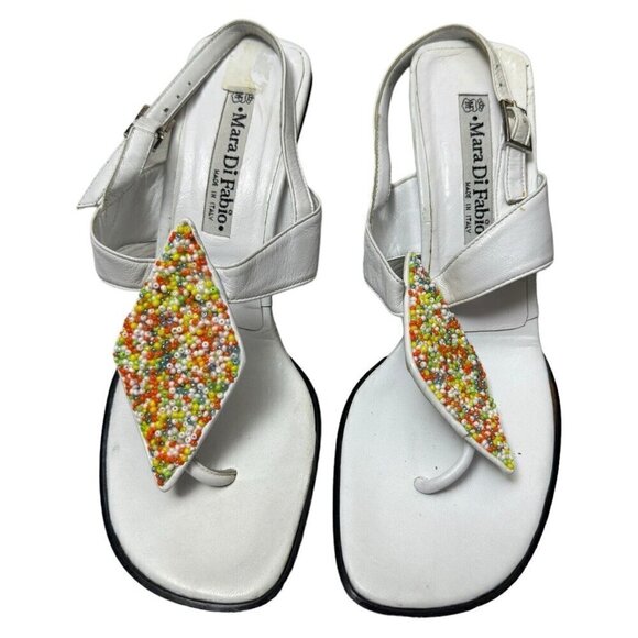 MARA DI FABIO Italian Luxury Designer Beaded Casual Summer Heels Sandals 6.5 US - Picture 1 of 6
